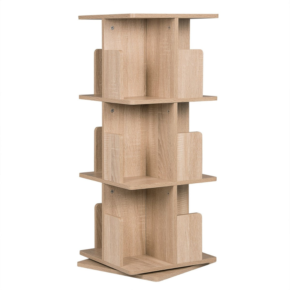 Bibliothèque Rotative 360° en Bois - Design Compact & Élégant - 3 Niveaux-5 Niveaux