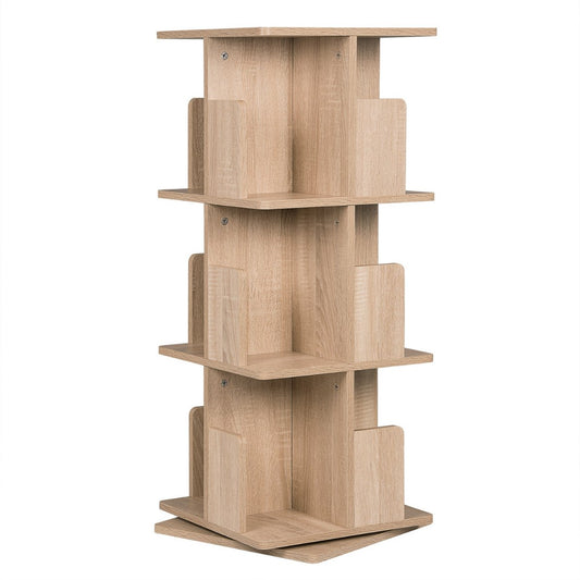 Bibliothèque Rotative 360° en Bois - Design Compact & Élégant - 3 Niveaux-5 Niveaux