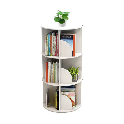 Bibliothèque Rotative 360° en Bois - Design Compact & Élégant - 3 Niveaux-5 Niveaux